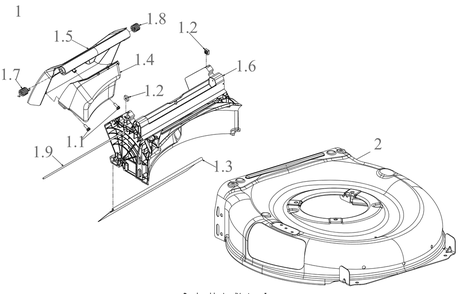 Deck Diagram and Parts List for SCP21E (18AEB9C5B10)(2022) Cub Cadet Lawn Mower